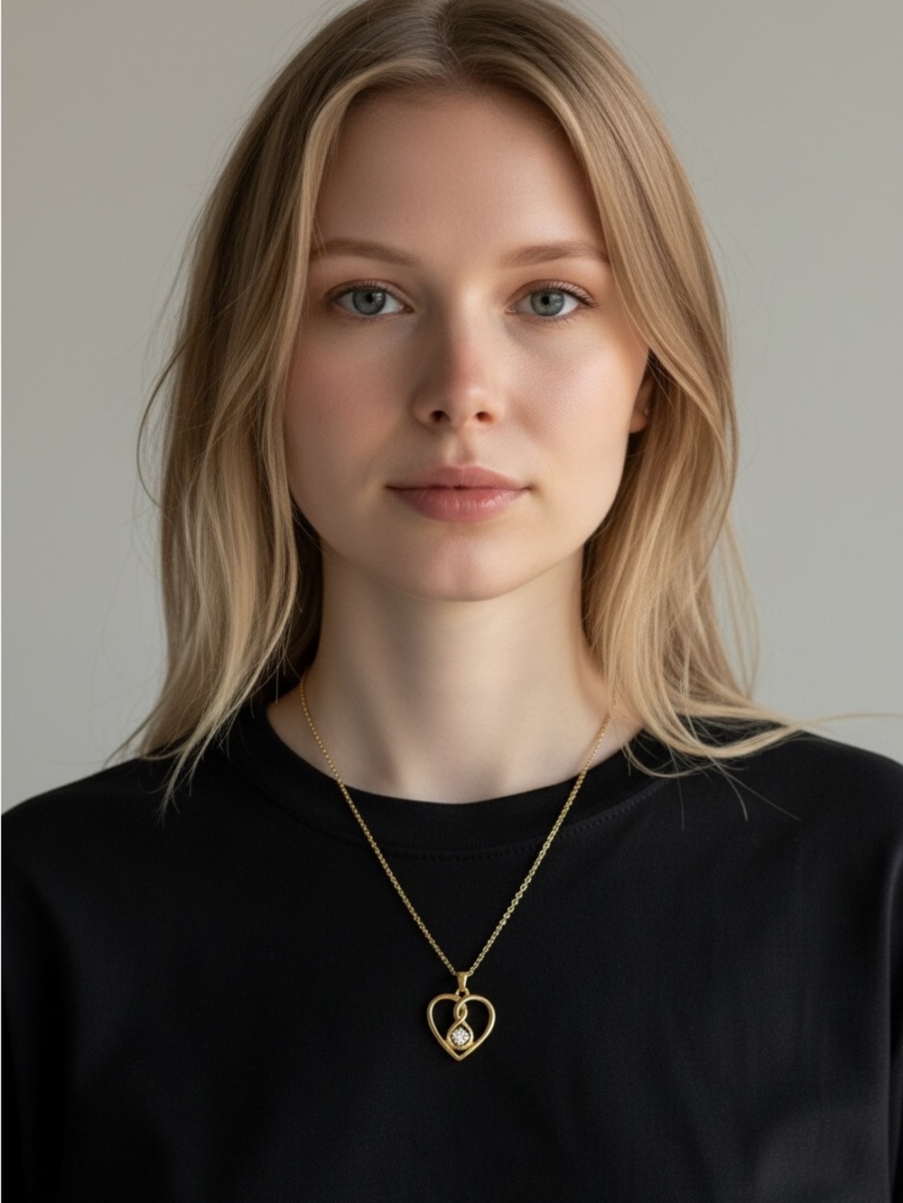 10/8 Gold Heart Pendant Necklace with Crystal Accent - Women Jewelry